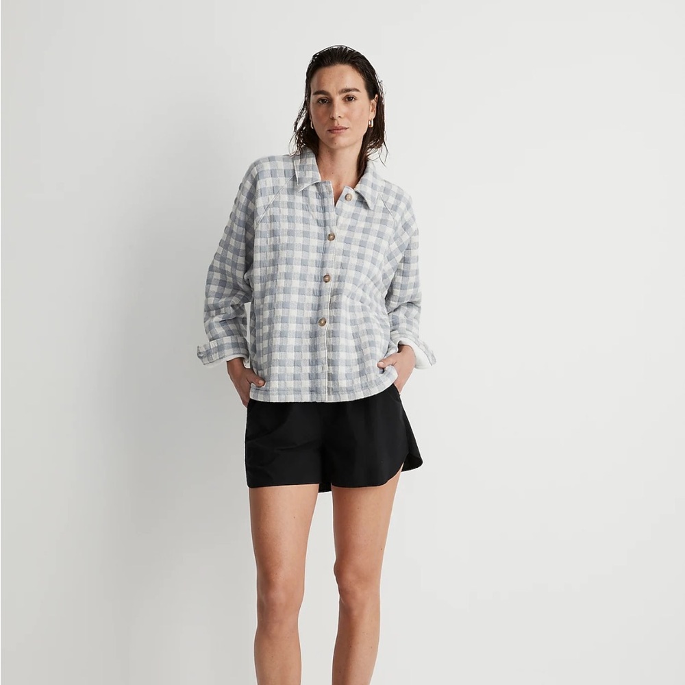 Gingham Quilted Crop Shirt-Jacket